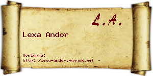 Lexa Andor névjegykártya